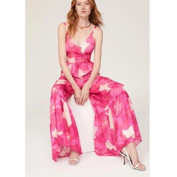 SLATE & WILLOW X RTR Pink Floral Sleeveless One-Piece Jumpsuit Size 2 - Picture 1 of 9